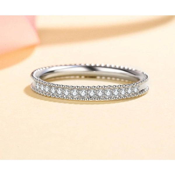 Elegant stackable Moissanite Band ring-Half Eternity Band Ring-RM503