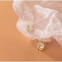 Tiny Rose Flower Stud Earrings-SS051
