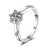 Moissanite Engagement Ring; Classic Solitaire Rings;