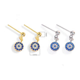 Silver Evil Eye Dangle Earrings