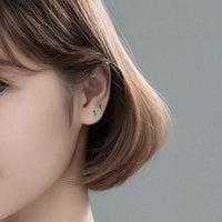 Screw back Emerald Rectangle Studs Earrings -ESB003