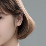 Screw back Emerald Rectangle Studs Earrings -ESB003