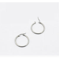 Solid Silver latch-back Hoop Earrings-SH045