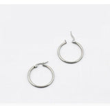 Solid Silver latch-back Hoop Earrings-SH045