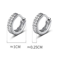 Wide Small Solid Silver CZ Diamonds Huggie Earrings