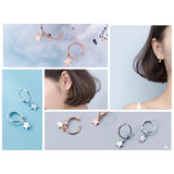 Small S925 Silver Hoop Earrings/Small Huggie Earrings/Heart Stars Cross Drop Huggies/Dangle Drop Hoop Earrings/Helix Huggie/Silver Rose Gold
