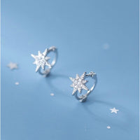 Small Star Hoop Huggies Earrings-SH031