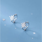 Small Star Hoop Huggies Earrings-SH031