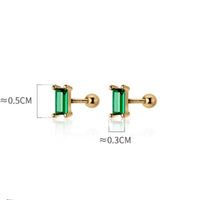 Screw back Emerald Rectangle Studs Earrings -ESB003