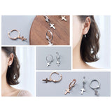 Small S925 Silver Hoop Earrings/Small Huggie Earrings/Heart Stars Cross Drop Huggies/Dangle Drop Hoop Earrings/Helix Huggie/Silver Rose Gold