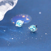 Blue Planets Studs Earrings