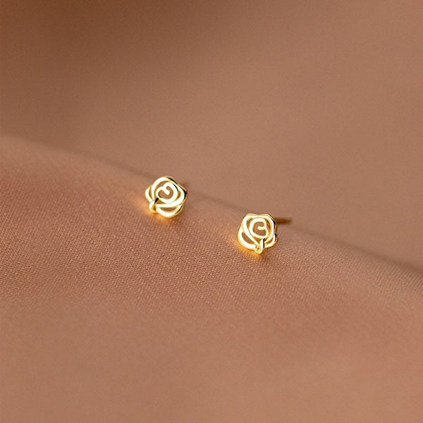 Tiny Rose Flower Stud Earrings-SS051