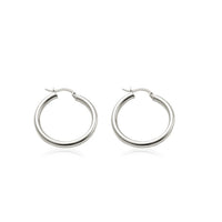 Solid Silver latch-back Hoop Earrings-SH045