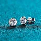 Round Solitaire Studs Earrings, Moissanite Solitaire Studs, Moissanite Silver Earrings-EM011