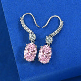 Simulate Diamond Dangle Hook Earrings-Pink