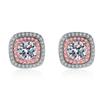 Moissanite Studs Earrings, Pink Moissanite Studs Earrings