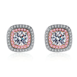 Moissanite Studs Earrings, Pink Moissanite Studs Earrings-EM026