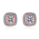 Moissanite Studs Earrings, Pink Moissanite Studs Earrings