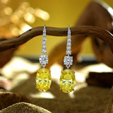 Simulate Diamond Dangle Hook Earrings-Canary Yellow