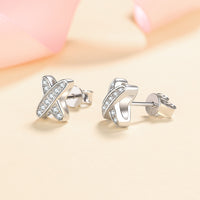 Moissanite Studs Earrings, X shape Moissante Studs