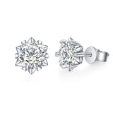 Six Prong Solitaire Studs Moissanite Diamonds Earrings-EM008