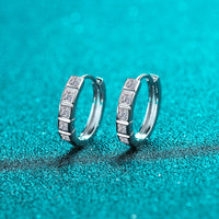 Moissanite Huggies, Solid Silver Diamonds Huggie Earrings - EM018
