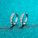Moissanite Huggies, Solid Silver Diamonds Huggie Earrings - EM018