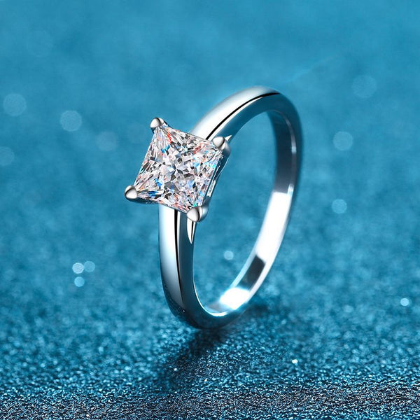 Moissanite Wedding Princess Cut Statement Ring-RM017