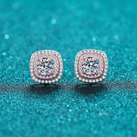 Moissanite Studs Earrings, Pink Moissanite Studs Earrings-EM026