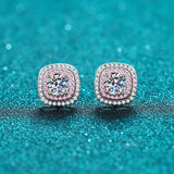 Moissanite Studs Earrings, Pink Moissanite Studs Earrings-EM026