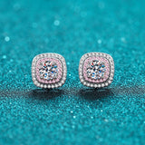 Moissanite Studs Earrings, Pink Moissanite Studs Earrings