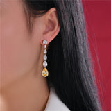 Simulate Diamond Dangle Earrings-Canary Yellow