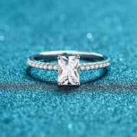 Moissanite Wedding Ring, Emerald/Radiant Cut Statement Ring