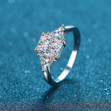 3 Carat Moissanite Wedding Ring, Emerald/Radiant Cut Statement Ring