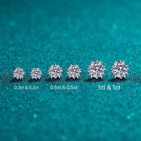 Six Prong Solitaire Studs Moissanite Diamonds Earrings