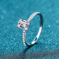Moissanite Wedding Ring, Emerald/Radiant Cut Statement Ring