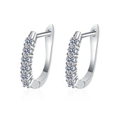 Moissanite Huggie Earrings, One row Moissanite Long Hoop Earrings