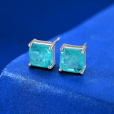 Solitaire Paraiba Tourmaline Stud Earrings