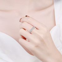 Moissanite Wedding Ring, Princess Cut Diamond Band Ring-RM023