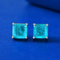 Solitaire Paraiba Tourmaline Stud Earrings