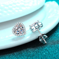 Solitaire Heart Shape Moissanite Studs Earrings - EM020