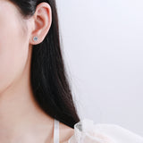 Round Solitaire Studs Earrings, Moissanite Solitaire Studs, Moissanite Silver Earrings-EM011