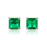 Solitaire Simulate Emerald Stud Earrings