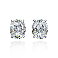 Solitaire Simulate Diamond Stud Earrings-Oval Shape Studs