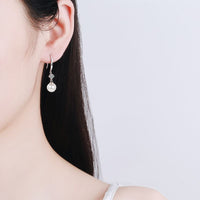Pearl Moissanite Hook Earrings, Dangle Earrings-EM023