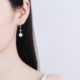 Pearl Moissanite Hook Earrings, Dangle Earrings-EM023