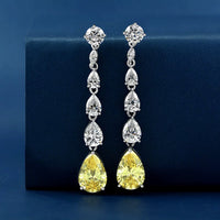 Simulate Diamond Dangle Earrings-Canary Yellow