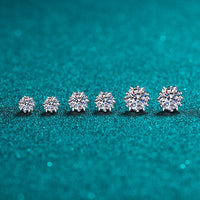 Six Prong Solitaire Studs Moissanite Diamonds Earrings-EM008