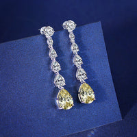 Simulate Diamond Dangle Earrings-Canary Yellow