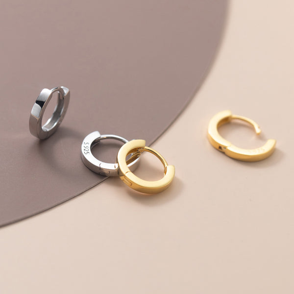 Classic Solid 925 Sterling Silver Huggie Earrings-SH046